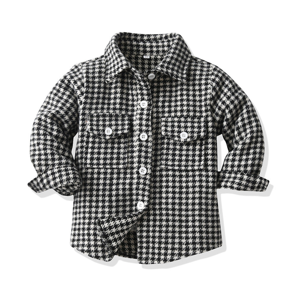 Wholesale Children's Cotton Long Sleeved Plaid Shirts
